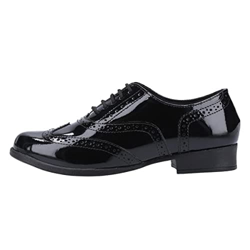 Image of Hush Puppies Kada Junior Patent School Uniform Shoe, Black, 2 UK Child