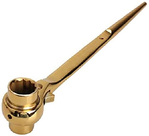 Image of 19mm-22mm Hexagon Scaffold Podger Ratchet Spanner Ratcheting Socket Wrench (Gold)