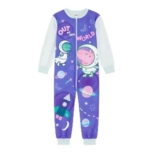 Image of Peppa Pig George Pig Official Boys Onesie, Sleepsuit, All in One Pyjamas Out Of This World, Blue, Age 2-3 Years