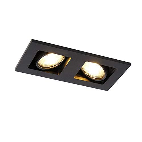 Image of Qazqa - Rectangle Recessed Spotlight I Downlight 2 Black - Qure- - Modern - Suitable for LED GU10 | 2 Way Light - Aluminium Recessed Way Light - Suitable for Living Room I Kitchen I Bedroom I