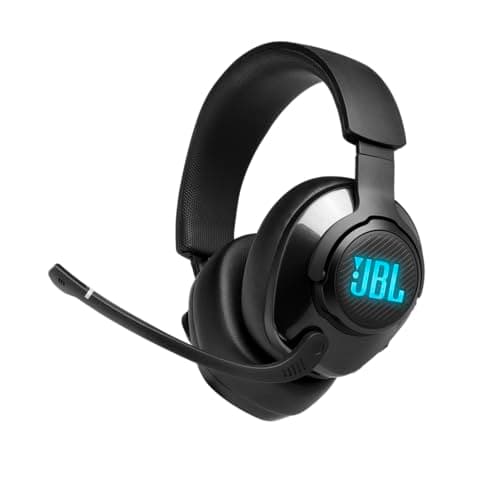 Image of JBL Quantum 400 - USB over-ear gaming headset with game-chat balance dial, QuantumSURROUND and DTS, Voice focus directional flip-up mic and memory foam ear cushions (Black)