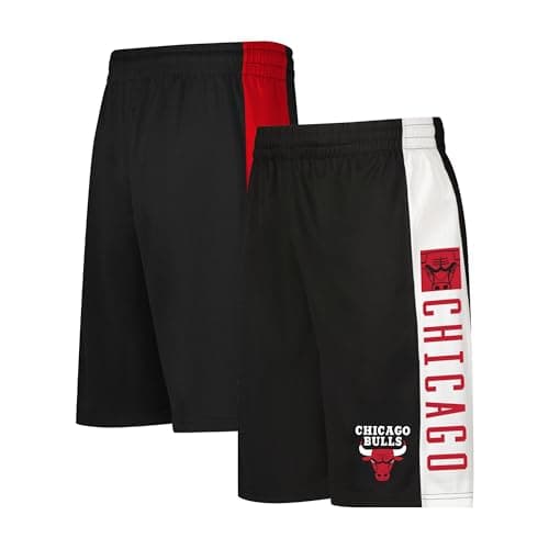Image of Ultra Game NBA Chicago Bulls Men's Mesh Athletic Active Basketball Shorts, Black, X-Large