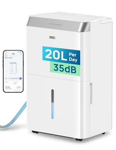 Image of DREO 20L/Day Smart Dehumidifier, Low Energy & 35dB Quiet, Whole House Dehumidifier with Humidity Sensor & Display, 3 Speeds, Auto Humidity Control, Laundry Dry for Damp Large Rooms, 24H Timer