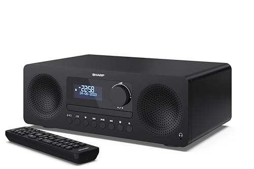 Image of Sharp XL-B720D 60W Bluetooth Hi-Fi Micro System – DAB+ Digital Radio, FM, CD Player, USB, AUX Input – Powerful Stereo Sound, Wooden Speakers – Home Audio System with Remote Control – Black