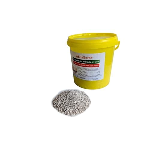 Image of WhiteSorb+ 5 Litre Clay Absorbent Granules in Bright Yellow Bin | Spill Control for Oil, Water, and Liquids – Safe, Non-Toxic, Fireproof, High Absorption with Snap Tight Lid and Handle