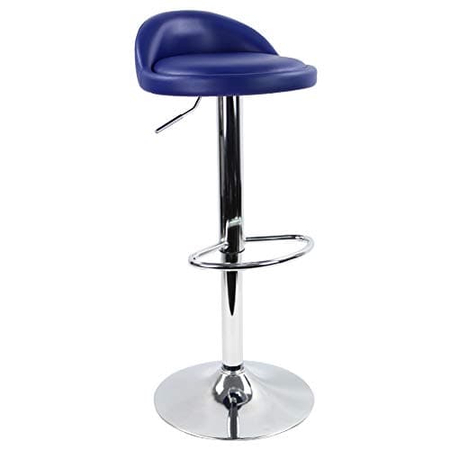 Image of KKTONER PU Leather Round Bar Stool with Back Rest Height Adjustable Swivel Pub Chair Home Kitchen Bar stools Backless Stool with Footrest (Blue)