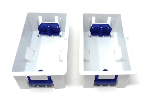 Image of 2Pcs. Double 2 Gang Dry Lining Back Plasterboard Box 47mm, Pattress Box with Adjustable Lugs, for Faceplate