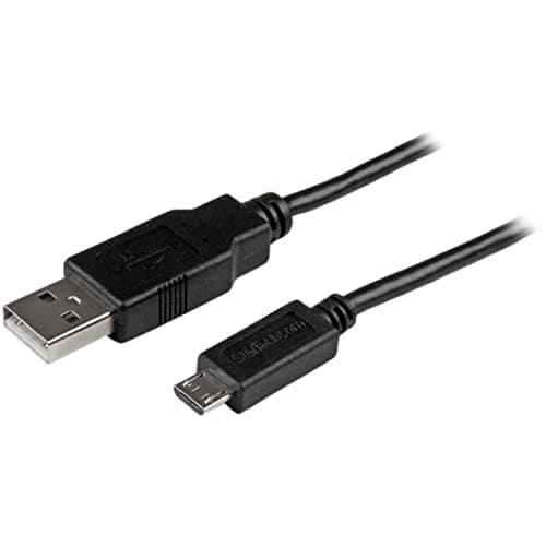 Image of StarTech.com 15cm 6in Mobile Charge Sync USB to Slim Micro USB Cable for Phones & Tablets A to Micro B - M/M - Thin Micro USB Charge Cable (USBAUB15CMBK)