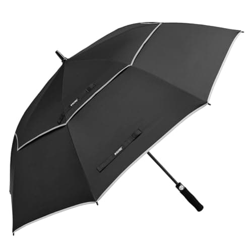 Image of G4Free 47/54/62/68 Inch Automatic Open Golf Umbrella Extra Large Oversize Double Canopy Vented Windproof Waterproof Stick Umbrellas(Black02, 54 inch)