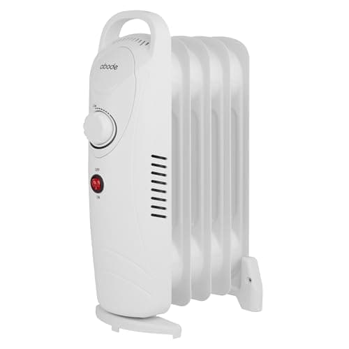 Image of Abode 5 Fin Oil Filled Radiator 650W Portable Electric Heater in White, Overheat Protection & Tip Over Protection, Portable with Integrated Handle AOFR5001