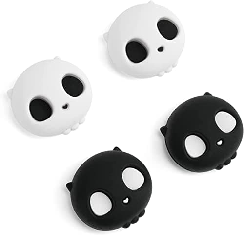 Image of GeekShare Cute Silicone Joystick Thumb Grip Caps, Joystick Cover Compatible with Nintendo Switch/OLED/Switch Lite,4PCS - Skull (Black & White)