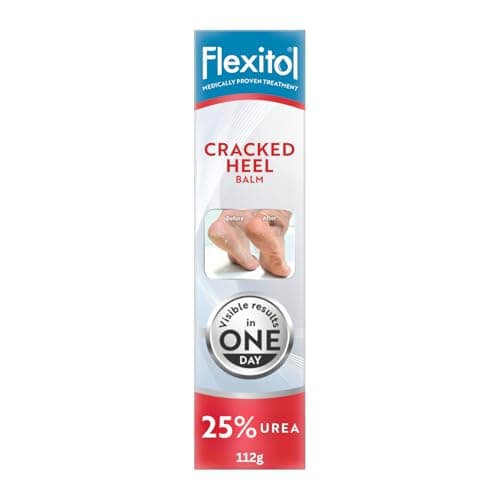 Image of Flexitol Cracked Heel Balm, Visible Results in 1 Day, For Extremely Dry Feet & Cracked Heels, Removes Hard Skin, 25% Urea, Medically Proven Foot Cream, Suitable for Diabetics, 1 x 112g