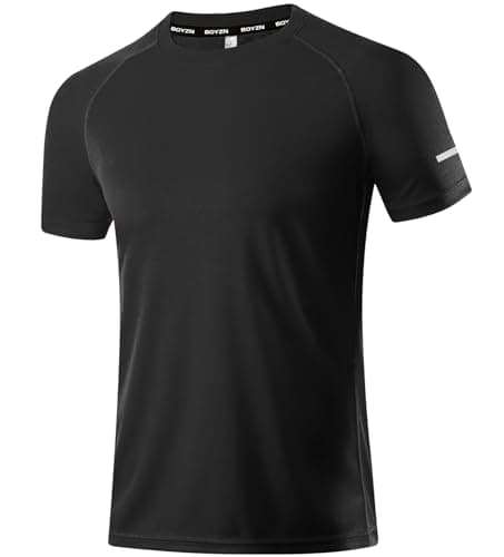 Image of Men's Pack of 1 Workout Running Shirts Dry Fit Crew Neck T Shirts Athletic Gym Fitness Mesh Short Sleeve Tee Top Black-XL