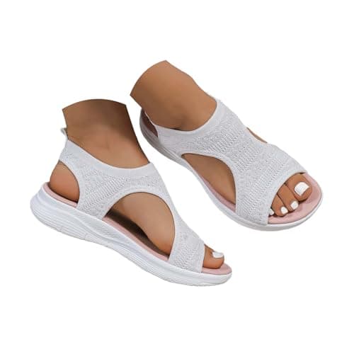 Image of HEONSATI Wide Fit Orthopedic Sandals for Women Uk with Arch Support Summer Ladies Wedge Sandals Walking Platform Casual Beach Shoes Comfy Washable Slingback Slide Sport Open Toe Memory Foam
