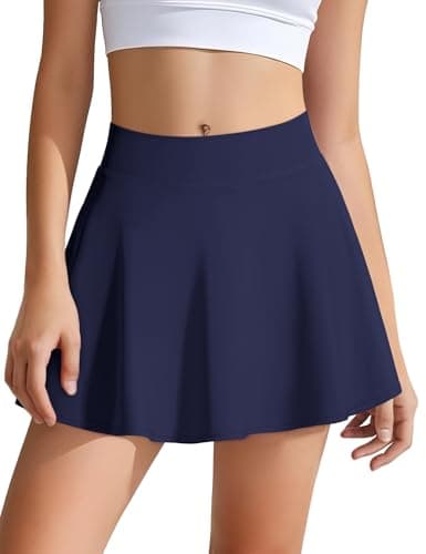 Image of JOCMIC Girls Athletic Skort 2-in-1 Shorts Tennis Skirt with Pockets for School PE Running Sports, Navy, 11-12 Years, Tag150