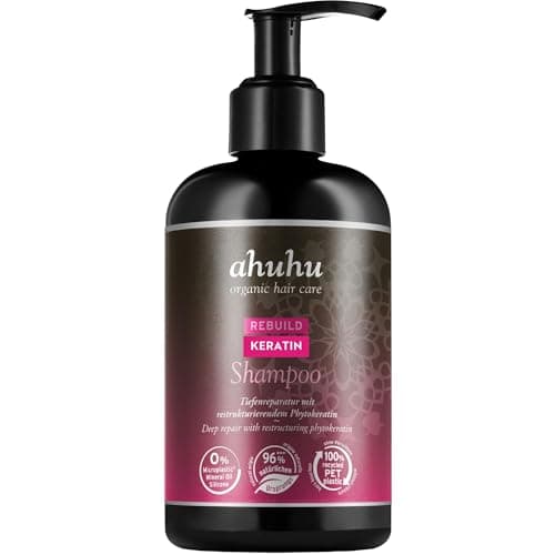 Image of ahuhu REBUILD Keratin Shampoo (250ml) - Routine Shampoo With Keratin For Dry And Damaged Hair, Supports Frizz Ease, Improves Elasticity And Shine, Nourishing Hair Care