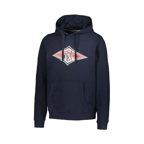 Image of Bear Men's Hooded Sweatshirt with Front Logo Print in Contrast Surfboard, blue navy, XXL