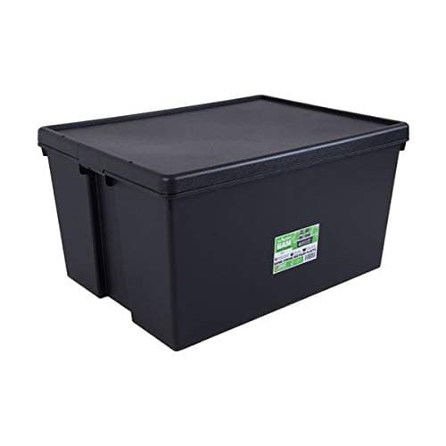 Image of Wham Bam 100% Recycled Super Strong Impact Resistant Black Re-Usable Storage Boxes With Lids 150 Litre 79.5 x 60 x 39.5cm (1 Box)