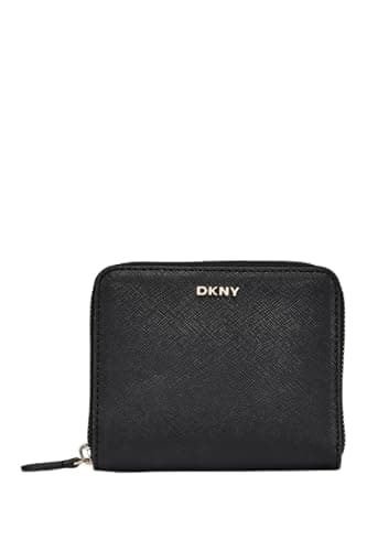 Image of DKNY Women's Velita-SMALL Zip Around Billfold, Black and Gold