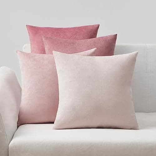 Image of Topfinel Pink Cushion Covers 40cm x 40cm for Livingroom Large Fluffy Cushions Sofa Scatter Decorative Velvet Pillow Cover 16 x 16 inch Set of 4 for Bedroom