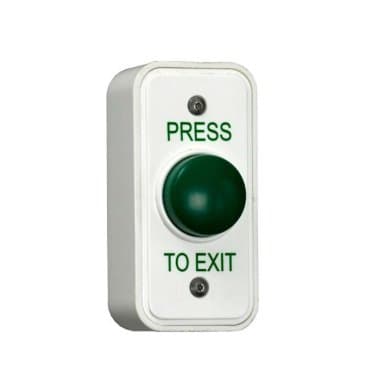Image of RGL EBGB05P/DR/W Green Domed Button Architrave Plate c/w White Back Box - Press to Exit