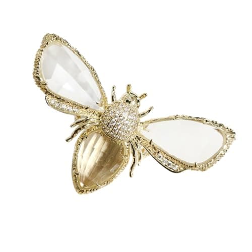 Image of Beavorty Adjustable Crystal Bee Ring for Women, Gold-plated Fashion Finger Joint Ring, Stylish Bug Motif Suitable for Index Finger, Holiday Jewelry Accessory