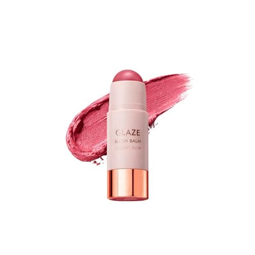 Image of Bellamianta Glaze Blush & Glow Balm, Glossy Balm, 5g, Multi Use For Cheeks, Lips and Eyes, Blusher, Skin Loving Ingredients, Shea Butter and Avocado Oil (Desert Rose)