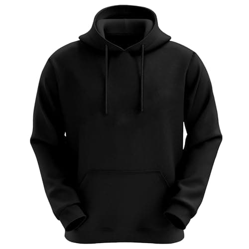 Image of VR2 Denim Mens Black Hoodies Hooded Top Pullover Long Sleeve Sweatshirts Regular and Oversized Pullover for Men, Size- S