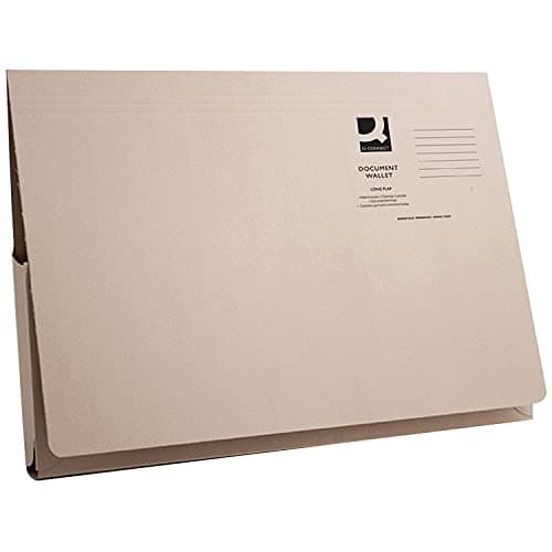 Image of Q-Connect Long Flap Document Wallet Foolscap Buff (Pack of 50) KF03930
