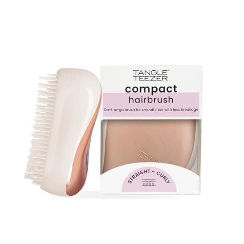 Image of Tangle Teezer Compact Styler Detangler Hairbrush - For Wet & Dry Hair - Detangling Brush for All Hair Types - Perfect Brush For Travel with Protective Cover - Rose Gold Ivory