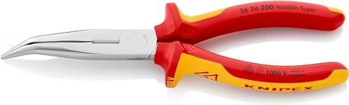 Image of KNIPEX Snipe Nose Side Cutting Pliers (Stork Beak Pliers) Self-Service Card Chrome-Plated Insulated with Multi-Component Grips, 26 26 200 SB