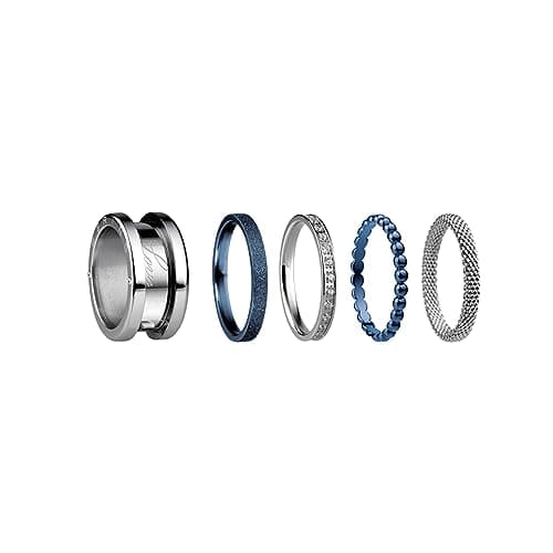 Image of BERING Exchangeable Ring Set for Women in Silver and Blue with the Distinctive Twist and Change System, Symphony Set A