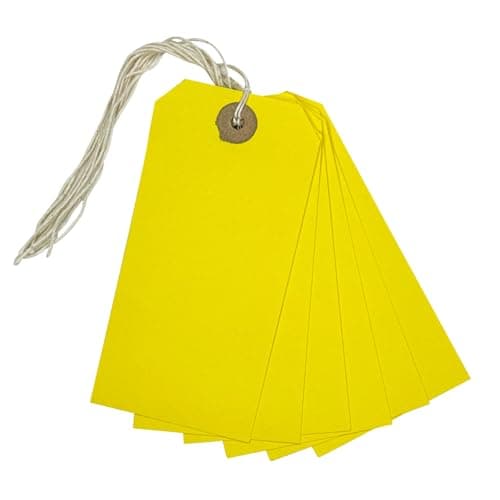 Image of Pack of 250 Yellow Strung Tags 120mm x 60mm