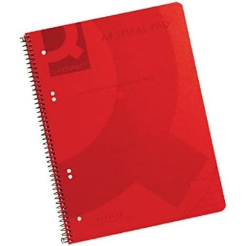 Image of Q-Connect A4 Spiral Bound Polypropylene Notebook, 160 Pages, Red, Pack of 5