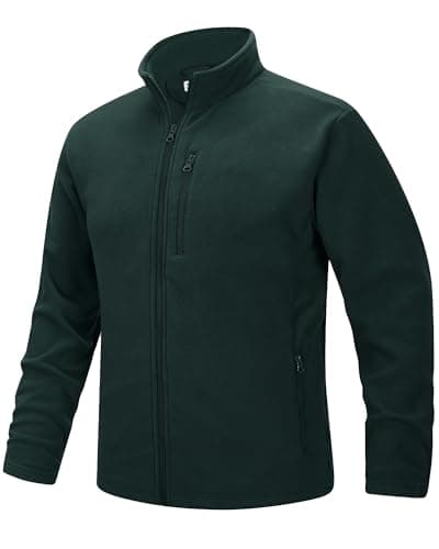 Image of 33,000ft Mens Fleece Jackets Lightweight Warm Full Zip Casual Coat Microfleece Sweater Outerwear Running Jacket for Outdoor Hiking Travelling Racing Green XL