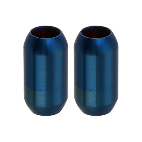 Image of Sourcing Map 2Pcs 6mm Hole Leather Clasps, Blue Stainless Steel Cord End Caps Closures, DIY Crafts Buckle