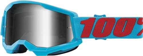 Image of 100% Strata 2 Motocross & Mountain Bike Goggles - MX and MTB Racing Protective Eyewear (Summit - Mirror Silver Lens)