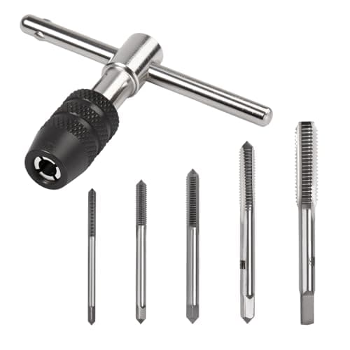 Image of SPEEDWOX 5 Pcs Metric Tap and Die Set Small Hand Screw Metric Thread Taps M3 M4 M5 M6 M8 HSS Tapping Tools with Adjustable Tap Wrench and Storage Box for Furniture Assembly, Mechanical Manufacturing