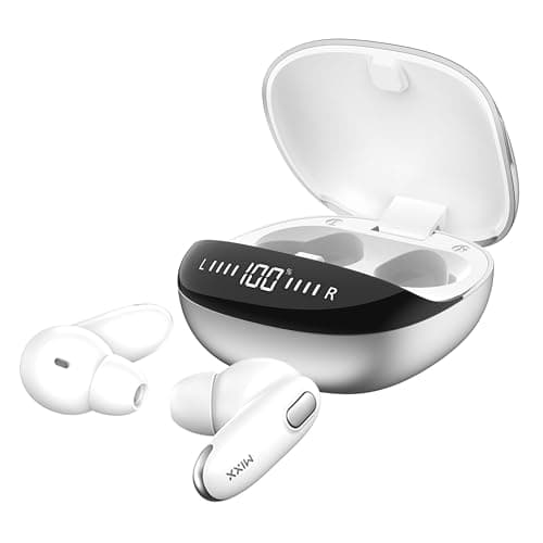 Image of Mixx StreamBuds Charge 2 Hybrid True Wireless Earbuds, Bluetooth Wireless Earphones, 36 Hours Total Playtime, Digital Display, Hands-Free Calling, Qi Charging Compatible