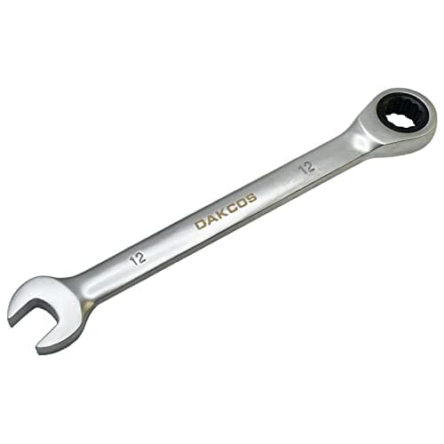 Image of DAKCOS Fixed Head Ratchet Spanner 12mm Ratcheting Combination Wrench Chrome Vanadium Steel