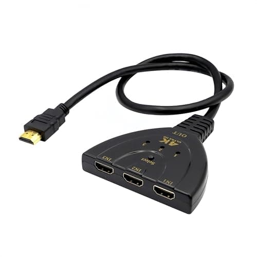 Image of JZK 4K HDMI switch 3 in 1 out, 3-Port HDMI splitter Hub switcher cable, support UHD/Full HD1080p/3D, for PS5/4, for Xbox, HD-DVD, laptop
