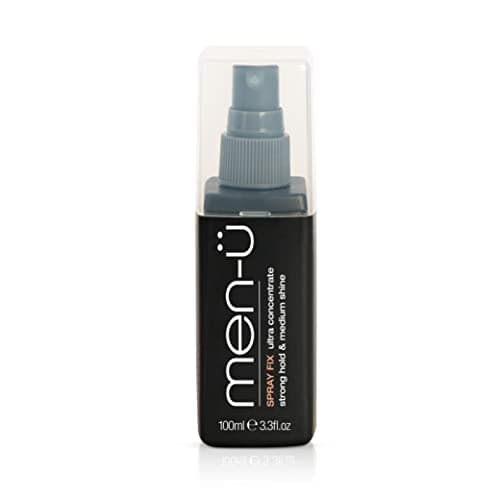 Image of men-u mens hair SPRAY FIX 100ml – hair gel spray, high hold and medium shine. Root lift with hold to create volume – Ultra concentrate, longer lasting w/up to 800 sprays. Hairspray men, 100ml Bottle.