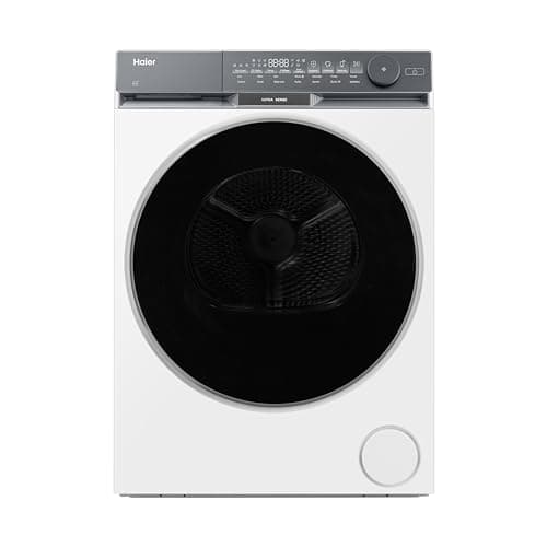 Image of Haier X Series 9 Tumble Dryer, Heat Pump, 10kg, 1400 rpm, A plus plus plus Energy Rating,Full Reverse Drum, Ultra Sense, Maximum Care, 14 Programmes, White-Black Door, 61x60x85 cm -HD100-CQ387U1-UK