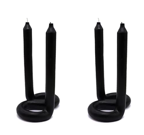 Image of 2 X Black Spiral - Taper Free Standing Wiggle Twirl Candles Set of 2 Home Decor Unique Candles £19.99 Free P&P