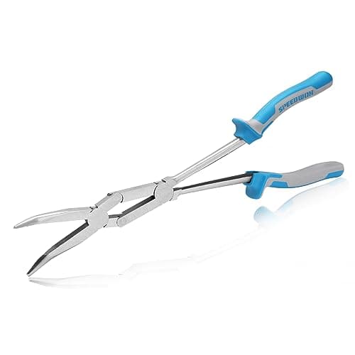 Image of SPEEDWOX 13-Inch Dual Pivot Pliers Bent Long Nose Dual Material Pliers Double Joint Bent Long Nose Plier Long Reach Needle Nose Pliers Extra Reach Compound Action
