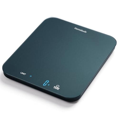 Image of Homebuds 33lb Digital Kitchen Scales in 1g, High Precision Assured by Scales Kitchen Professional Factory SINCE 2001, Food Scales for Cooking and Baking, LED, 3*AAA Batteries Included, Blue