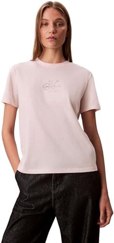 Image of Calvin Klein Women’s Short Sleeve Round Neck Classic T-Shirt, Pink (Tender Blush), S