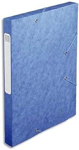 Image of Exacompta - Ref 18505H - Cartobox Pressboard Filing Box - 25 x 33cm, Suitable for A4 Documents, Elastic Straps on 2 Corners, 25mm Spine, FSC-Certified - Blue