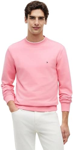 Image of Tommy Hilfiger Men's Essential Terry Crewneck MW0MW37237 Pullover Sweatshirt, PINK (Doll Pink), S