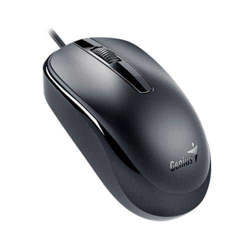 Image of Genius DX-120 Wired USB Type-C Plug and Play Mouse, 1200 DPI Optical Tracking, 3 Button with Scroll Wheel, Ambidextrous Design with 1.5m Cable, Black